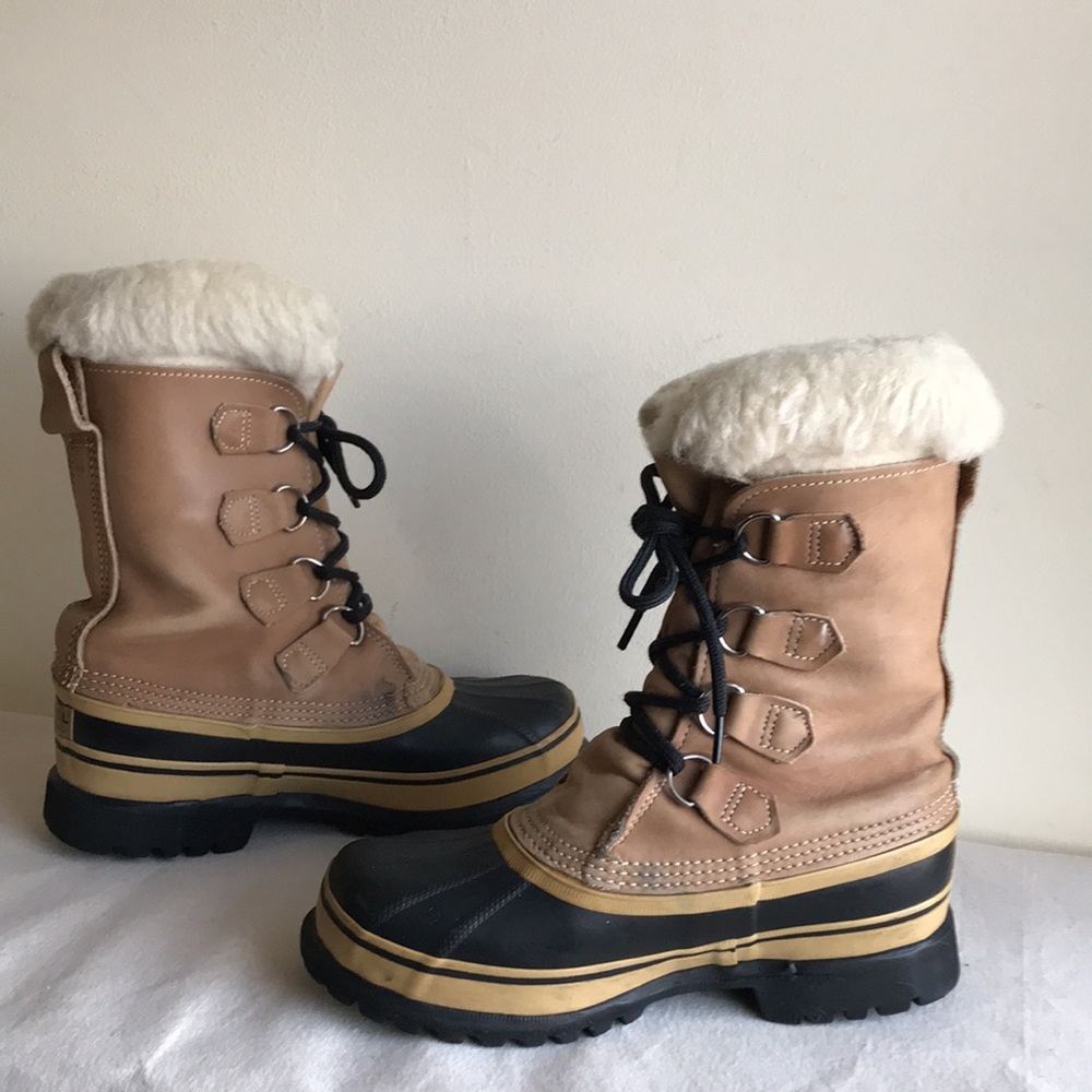 Sorel Caribou Sz 6 boot Kaufman boot "Made in Canada" tan leather Waterproof - Picture 11 of 15